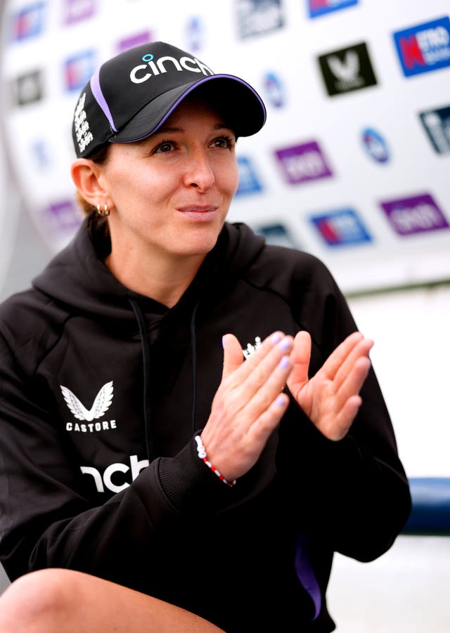 England Women seamer Kate Cross at a press conference.