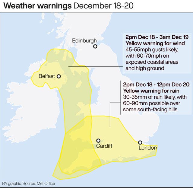 Weather warnings December 18-20