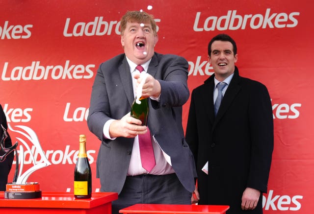 Shark Hanlon after Hewick won the King George VI Chase 