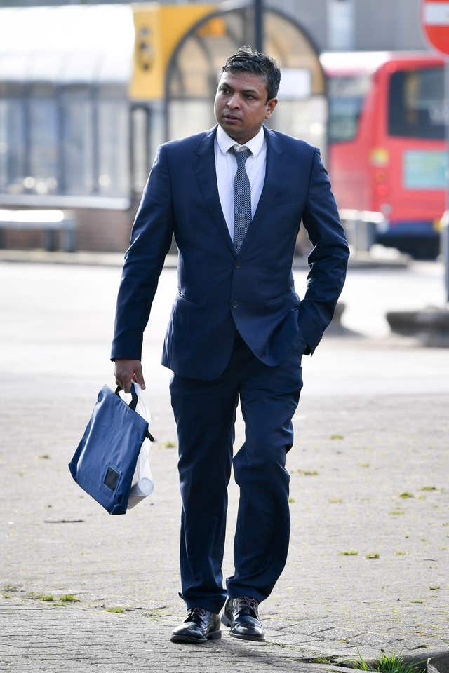 Chef Kamrul Islam arriving at Merthyr Tydfil Crown Court where he is accused of attacking a customer by throwing chilli powder into his eyes (Ben Birchall/PA)