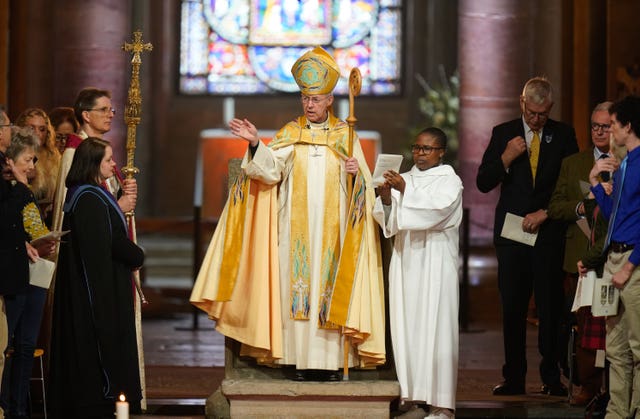 The Archbishop of Canterbury Justin Welby leads the Easter Sung Eucharist at Canterbury Cathedral in Kent