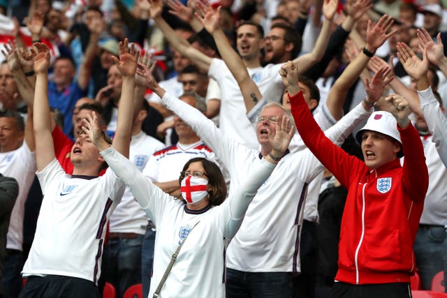 England fans celebrate at Wembley