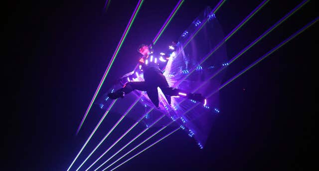 An aerialist from the Duo Lugo Laser act dazzled the audience (Niall Carson/PA)