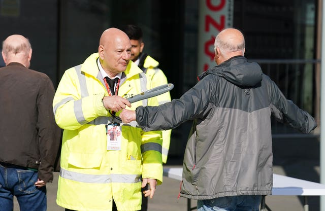 Extra security outside the Crucible on Tuesday