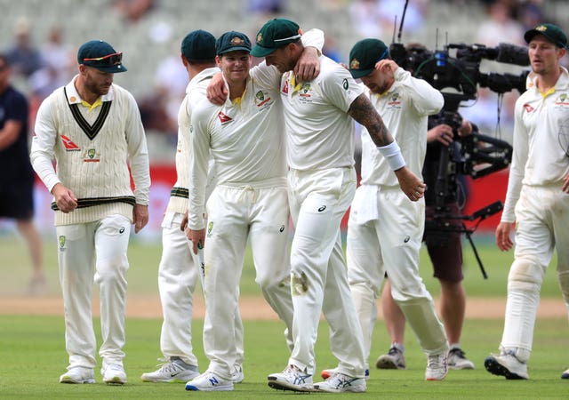 Australia celebrate their 2019 win at Edgbaston