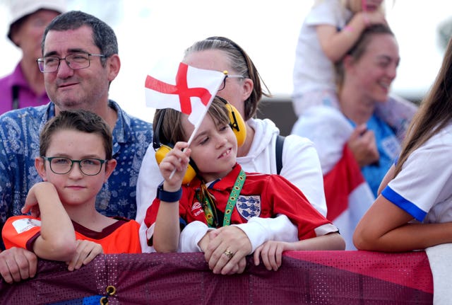 England fans waiting outside London Southend Airport for the England team to arrive