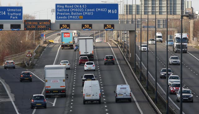 Trucks and cars on the M60 motorway