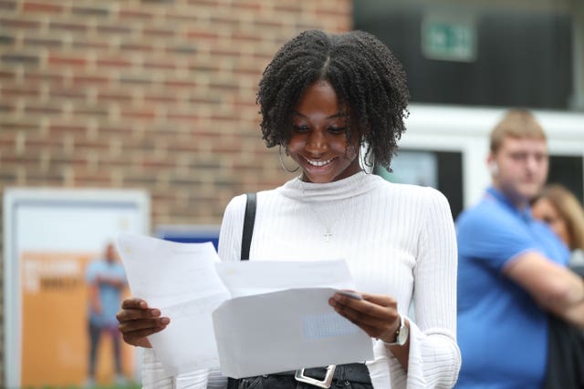Gabrielle Josephs at Peter Symonds College, Winchester, receives her A-level results 