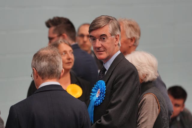 Senior Conservative Sir Jacob Rees-Mogg leaves after losing his North East Somerset and Hanham seat 