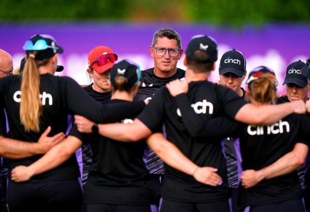 Jon Lewis (centre) with the England players