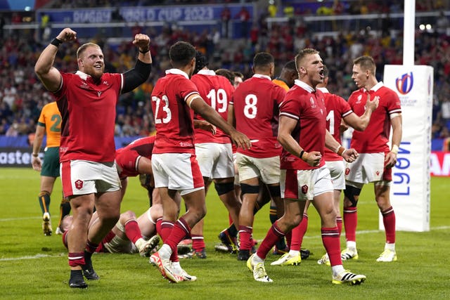 Wales players celebrate