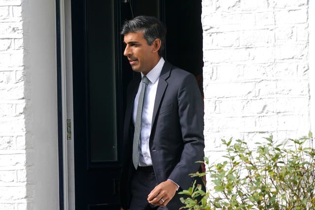 Rishi Sunak leaves his house in London before the result of the Conservative Party leadership election was announced