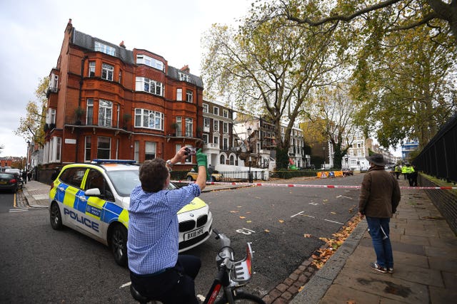 The scene in Durham Place in Chelsea, west London