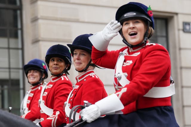 Horse riders salute to the crowd the Lord Mayor’s Show 2024