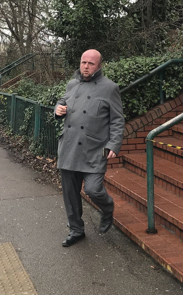 Steven Green, 39, leaving Wimbledon Magistrates' Court after pleading guilty to a single count of racially aggravated harassment