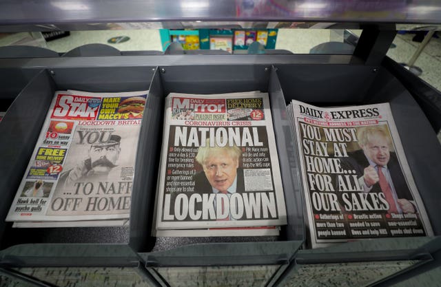 Newspapers suffered from a drop in sales and falling advertising revenue during the lockdown. David Davies/PA Wire