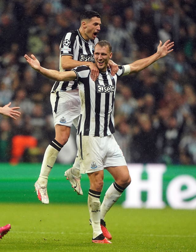 Dan Burn scored Newcastle's second goal against Paris St Germain