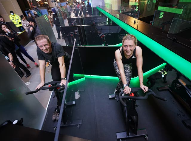 Jason and Laura Kenny at Bloomberg's PWR Ride event on Wednesday (Yui Mok/PA).