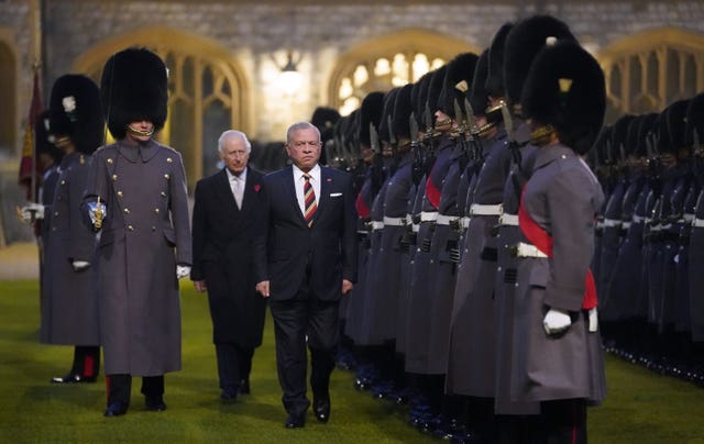 King of Jordan inspects the Guard of Honour