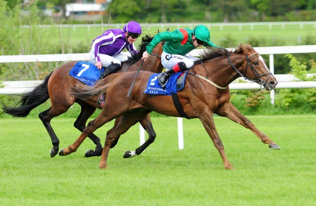 Hazapour stretches clear in the Derrinstown Stud Derby Trial at Leopardstown