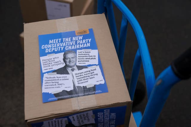 The boxes of posters were delivered by van from Chesterfield, where they were printed (Jacob King/PA)