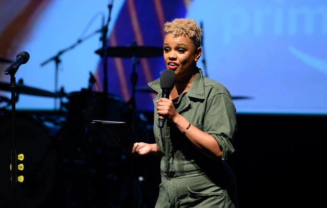 Gemma cairney presenting on stage