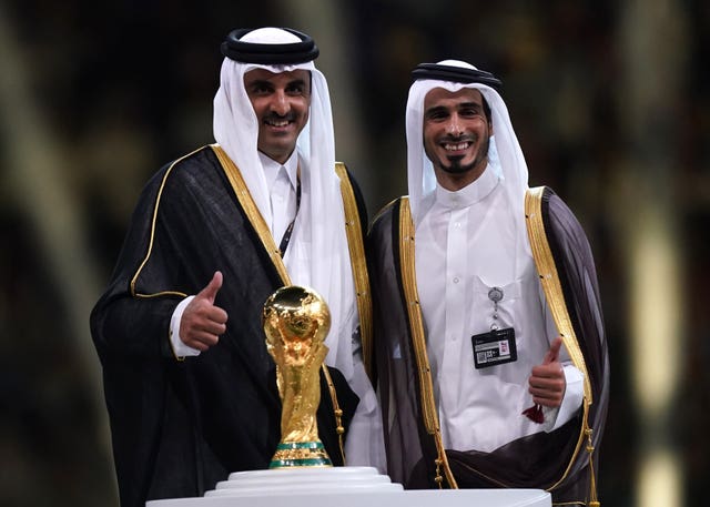 Sheikh Jassim (right) at the World Cup final