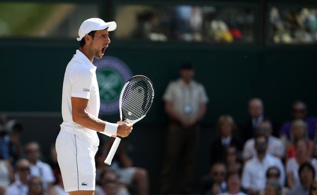 Novak Djokovic fired himself up as he got closer to victory