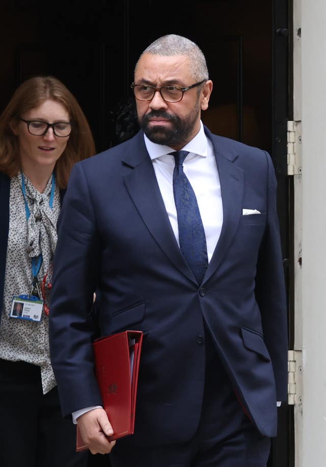 Foreign Secretary James Cleverly leaves Downing Street in London