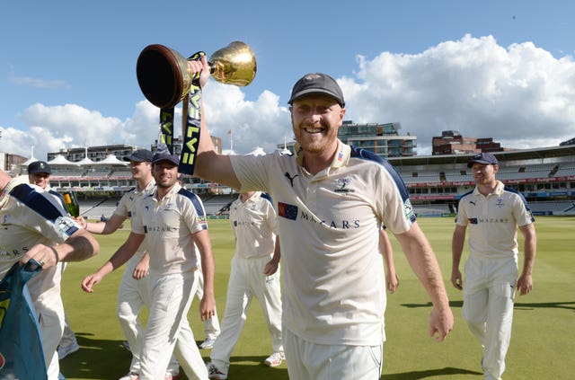 Andrew Gale lifts the County Championship trophy during his time as Yorkshire captain 