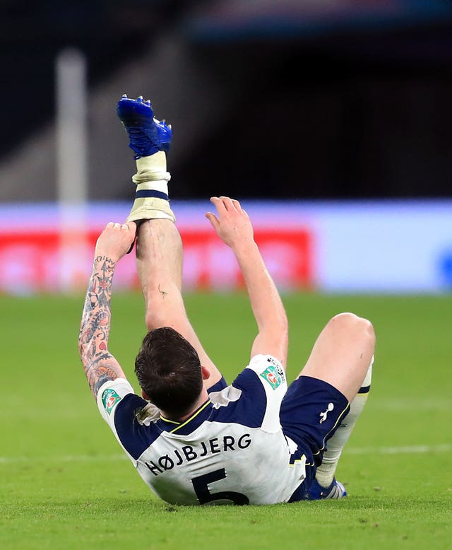 Pierre-Emile Hojbjerg suffered a nasty gash at the hands of Josh Dasilva (Adam Davy/PA)