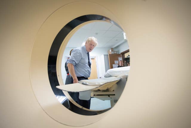 Boris Johnson at the Princess Alexandra hospital in Harlow, Essex