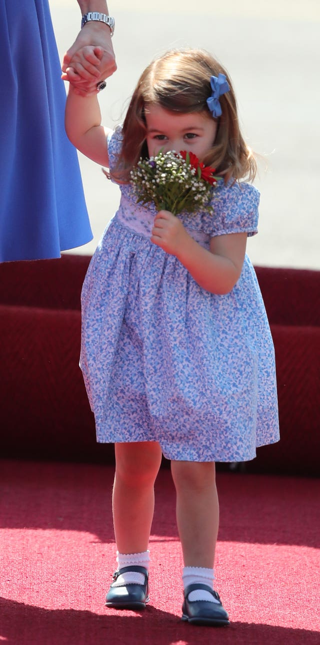 Princess Charlotte arriving at Berlin Airport in Germany (Jane Barlow/PA)