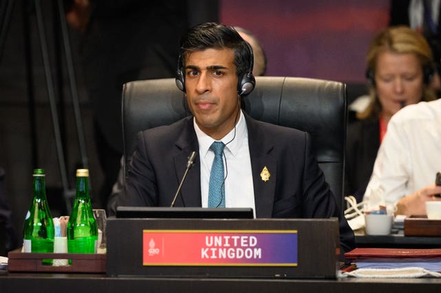 Prime Minister Rishi Sunak attends a working session on food and energy security during the G20 Summit in Nusa Dua, Bali, Indonesia