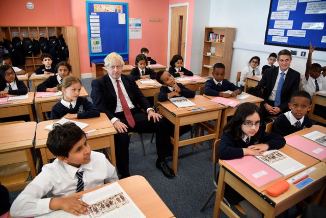 Boris Johnson and Education Secretary Gavin Williamson during a visit to Pimlico Primary School in south-west London