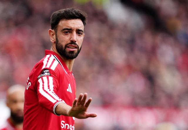 Manchester United’s Bruno Fernandes during the Premier League match against Nottingham Forest