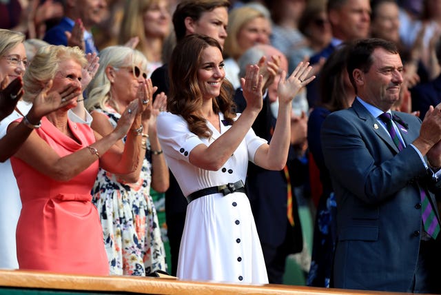 The Duchess of Cambridge, centre, was at Wimbledon on Tuesday