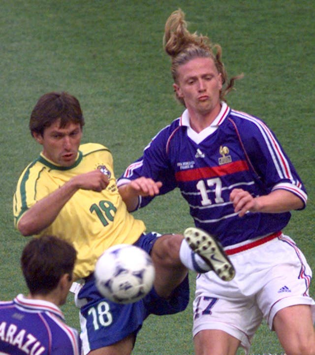 Emmanuel Petit, right, scored for France in their 1998 World Cup final win against Brazil 