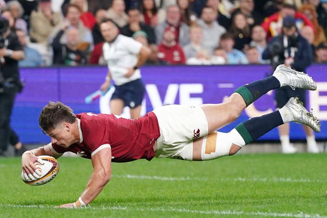 Huw Jones scored two of the Lions' tries