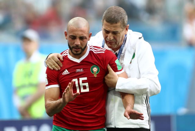 Morocco lost Nordin Amrabat to injury as he appeared to suffer a concussion