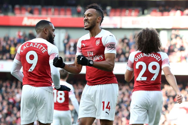 Arsenal’s Pierre-Emerick Aubameyang moved to the top of the Premier League goalscorer list 