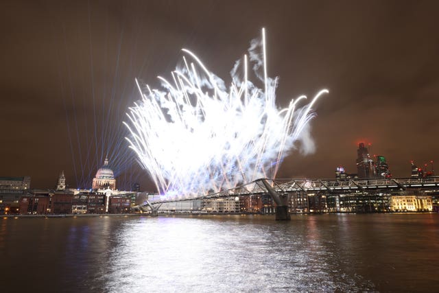 Fireworks illuminate the night sky over London