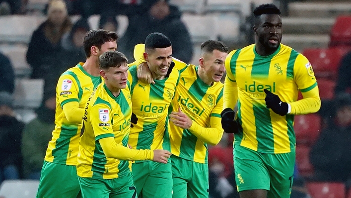 West Brom celebrate their equaliser against Sunderland (Owen Humphreys/PA).