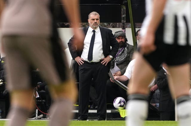 Tottenham manager Ange Postecoglou endured a difficult afternoon on Tyneside