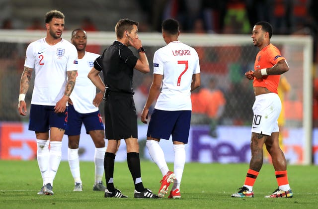 The referee ruled out Jesse Lingard's late goal for offside (Mike Egerton/PA)