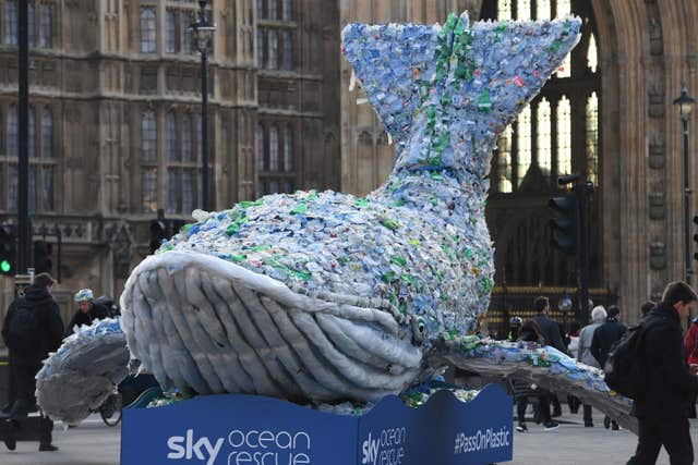 Plasticus the whale forms part of the Sky Ocean Rescue campaign (Victoria Jones/PA)