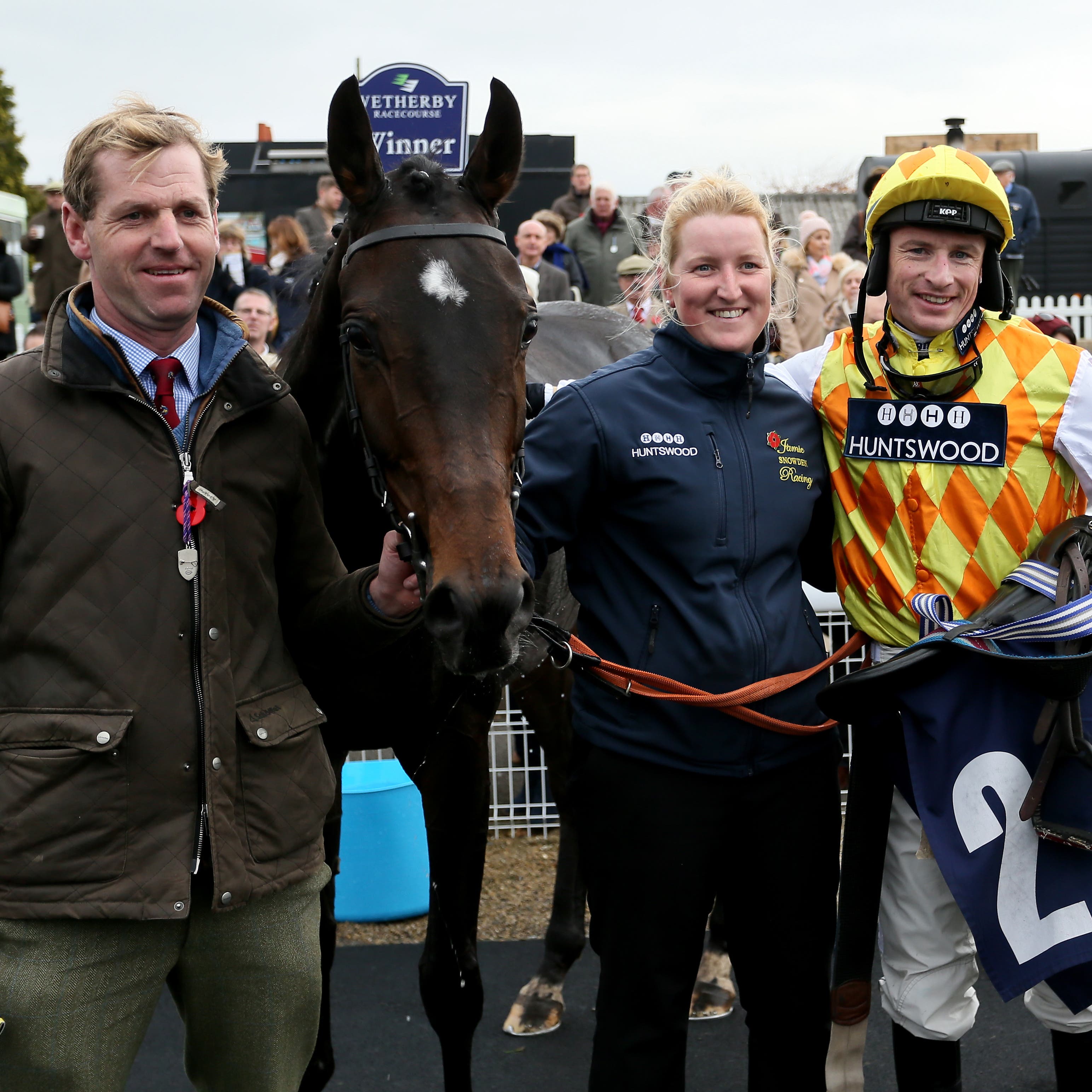 Thistle Do Nicely and connections after his win at Wetherby in November