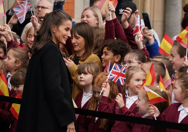 Queen Letizia meets local schoolchildren