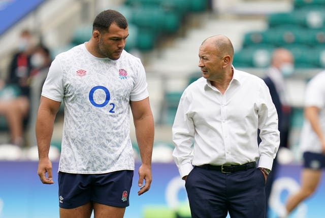 Ellis Genge (left) is hoping to impress Eddie Jones (right) this autumn 