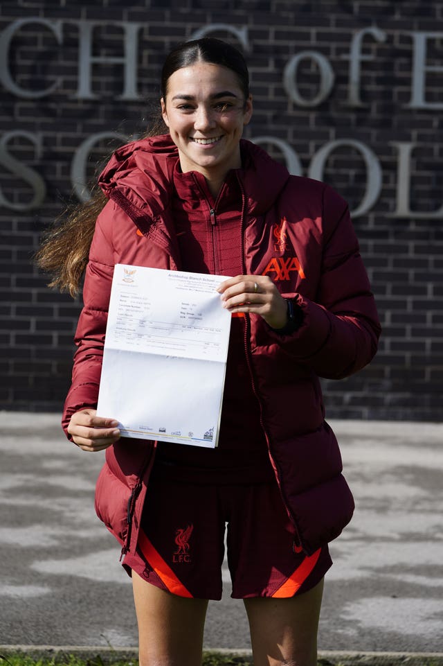 Evie Smith holds her A-level results